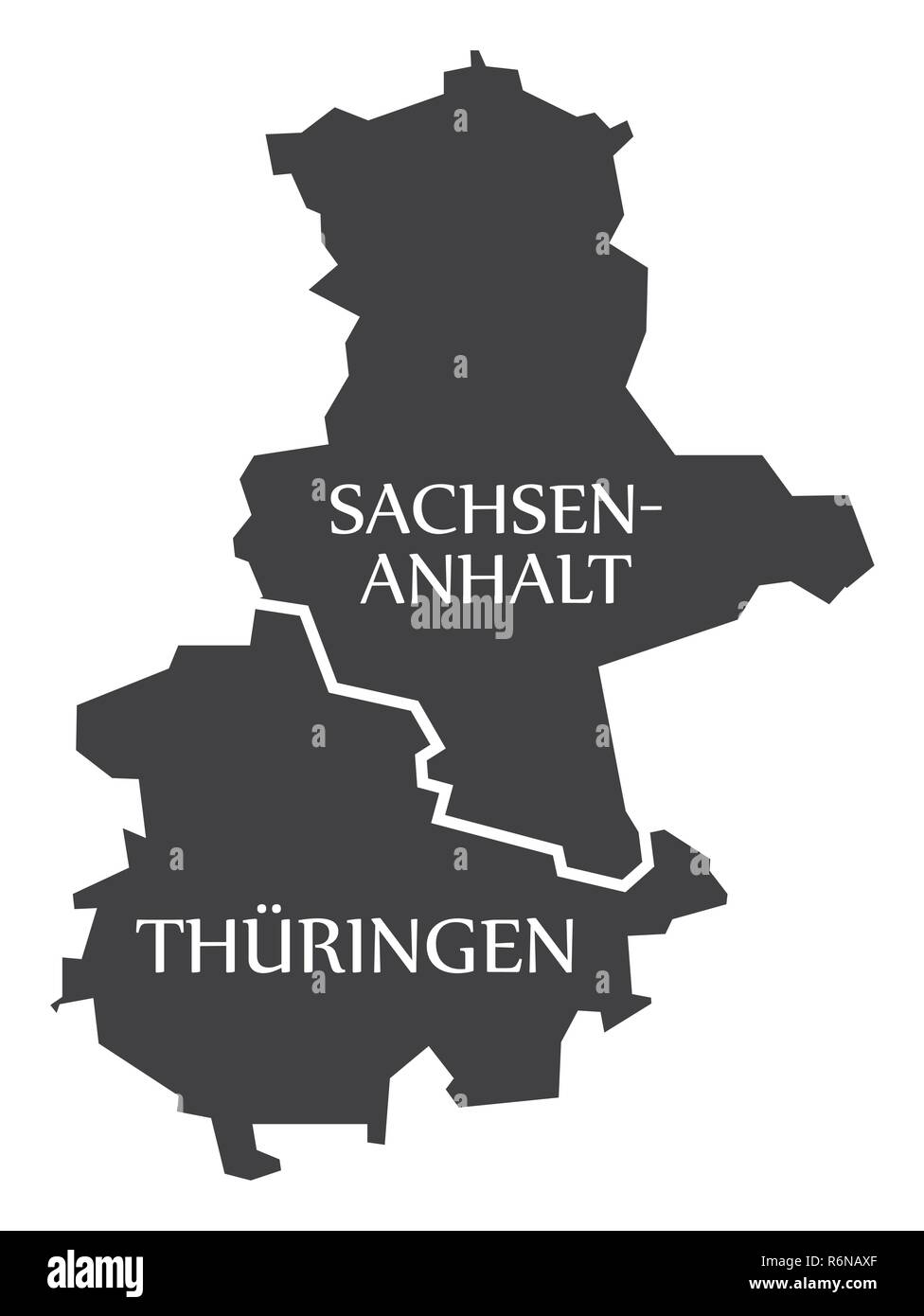 Saxony Anhalt - Thuringia federal states map of Germany black with titles Stock Vector