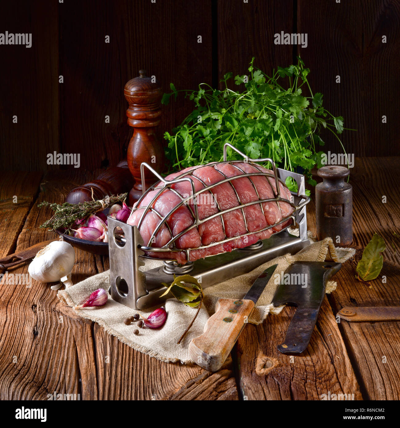 pressure ham cooker with raw ham Stock Photo Alamy