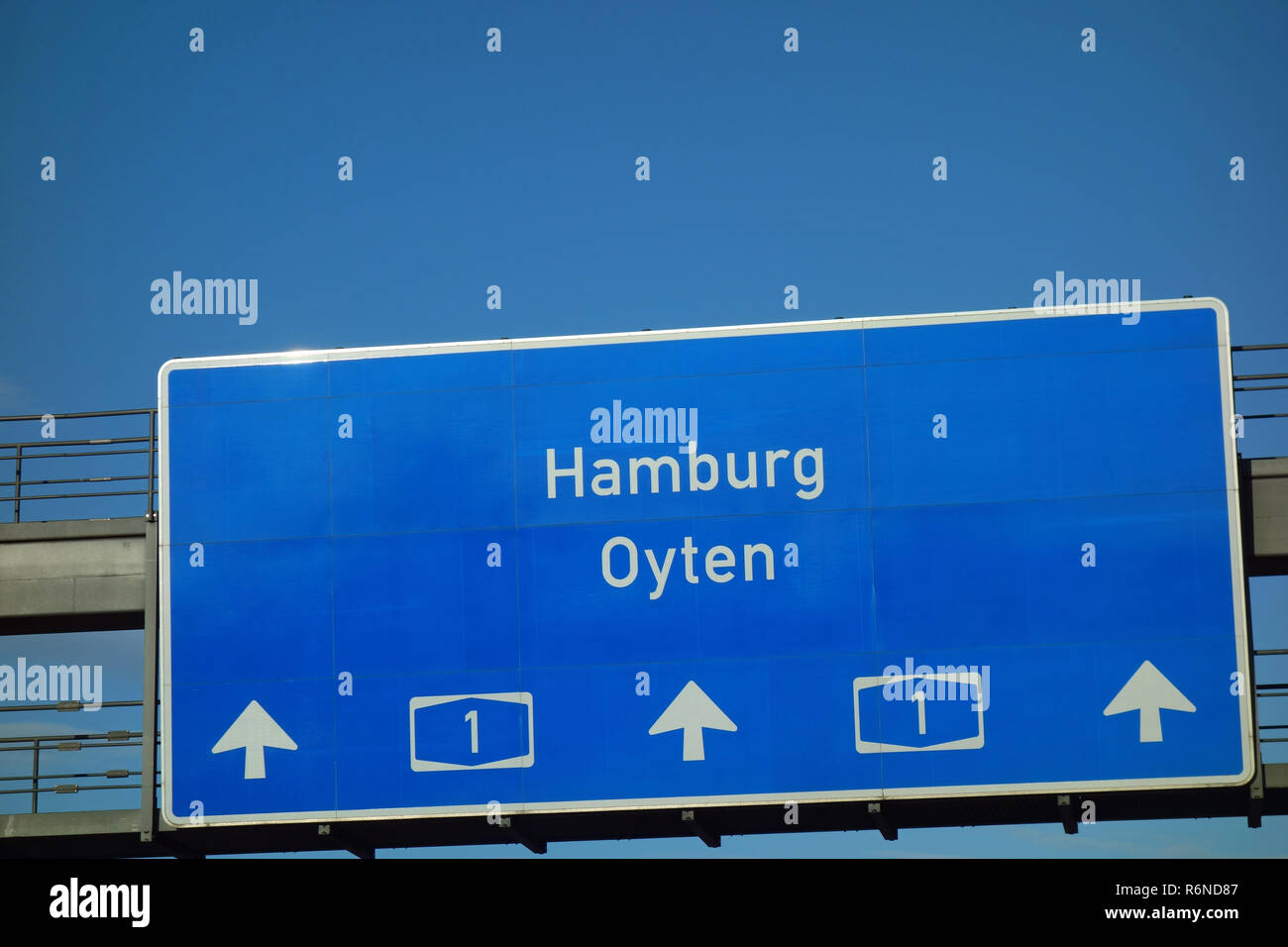 Â highway sign hamburg oyten,a 1 Stock Photo