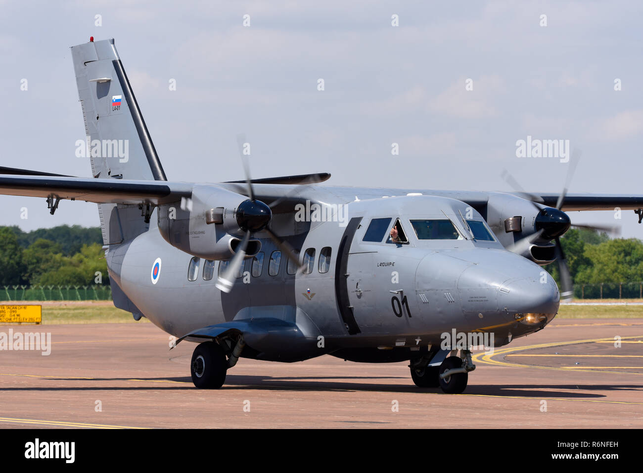 Slovenian Air Force and Air Defence Let L-410 Turbolet twin-engine transport aircraft, manufactured by Czech aircraft manufacturer Let Kunovice Stock Photo