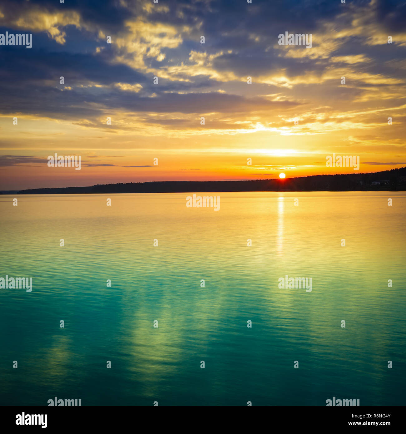 Sunset over the river. Amazing landscape Stock Photo - Alamy
