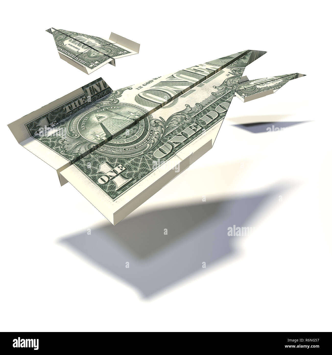 paper plane from a 1 dollar bill Stock Photo