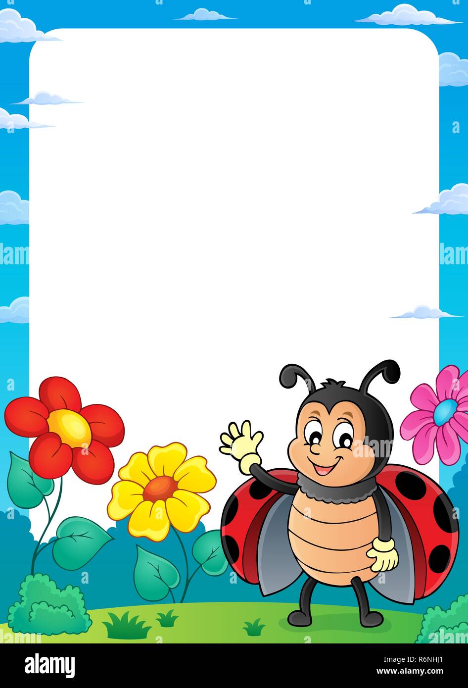 Ladybug theme frame 2 Stock Photo - Alamy