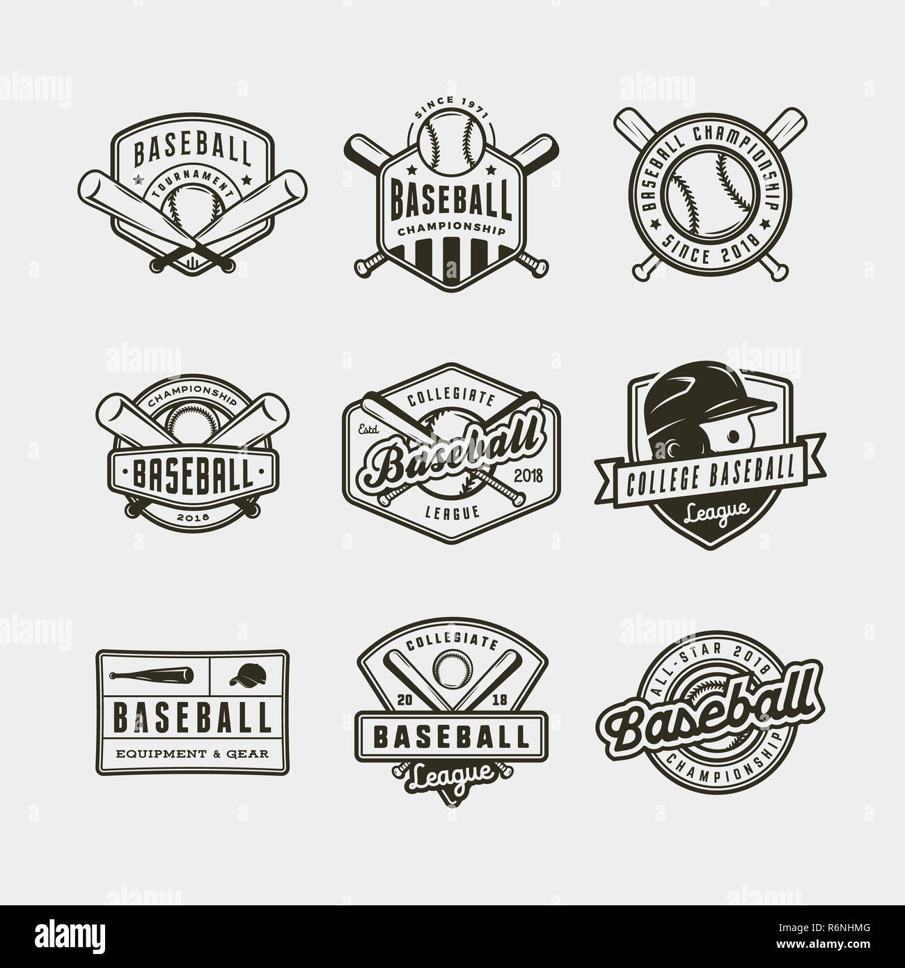 set of vintage baseball logos. vector illustration Stock Photo Alamy