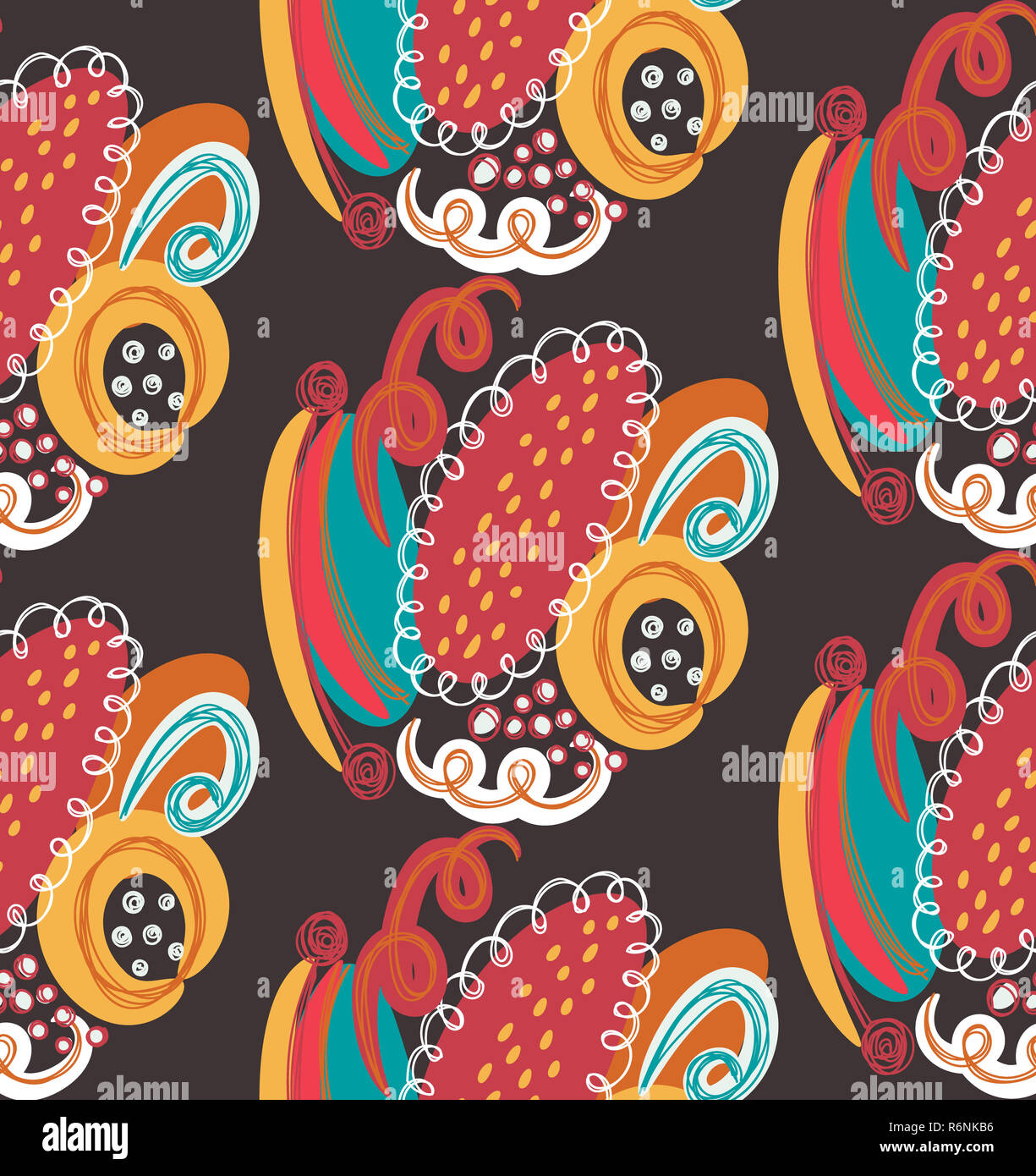 Vector seamless pattern with hand drawn abstract shapes, scribbles ...