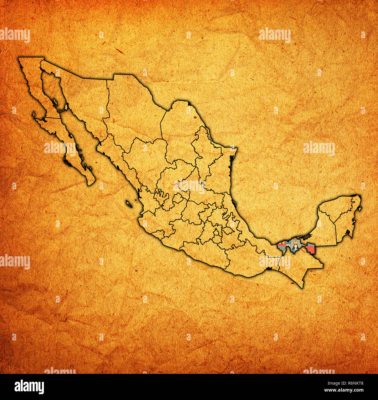 Tabasco on administration map of Mexico Stock Photo Alamy