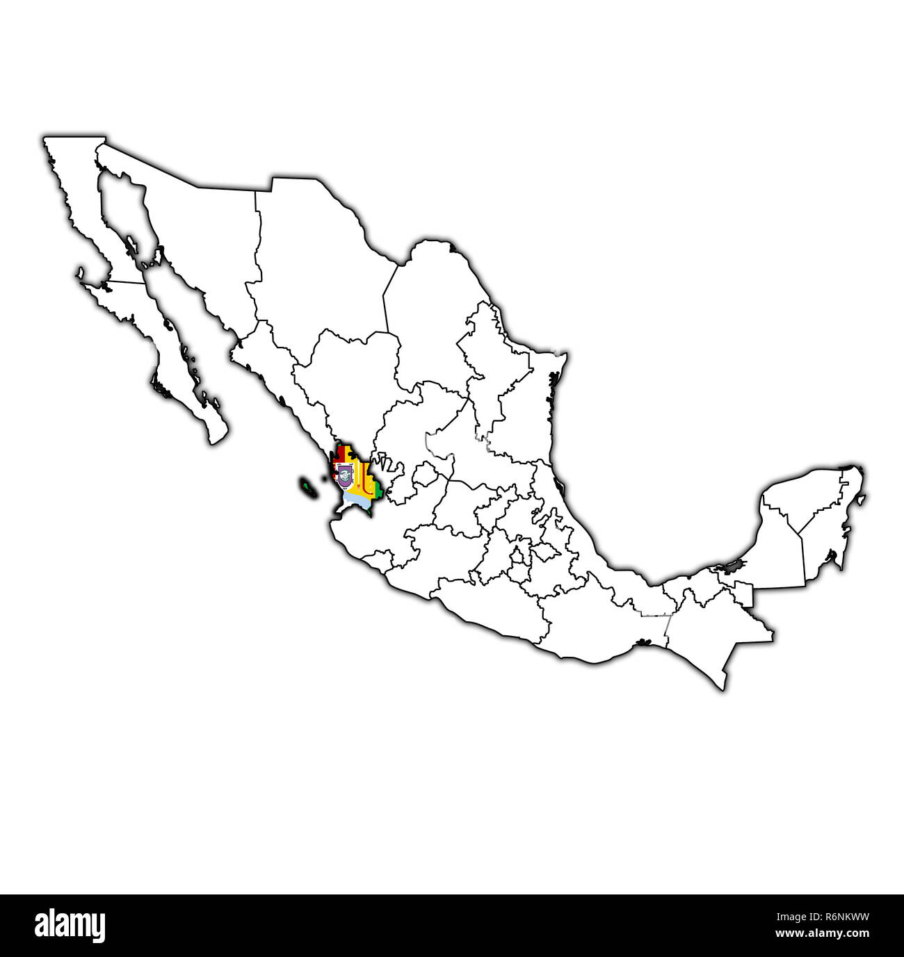 Nayarit on administration map of Mexico Stock Photo Alamy