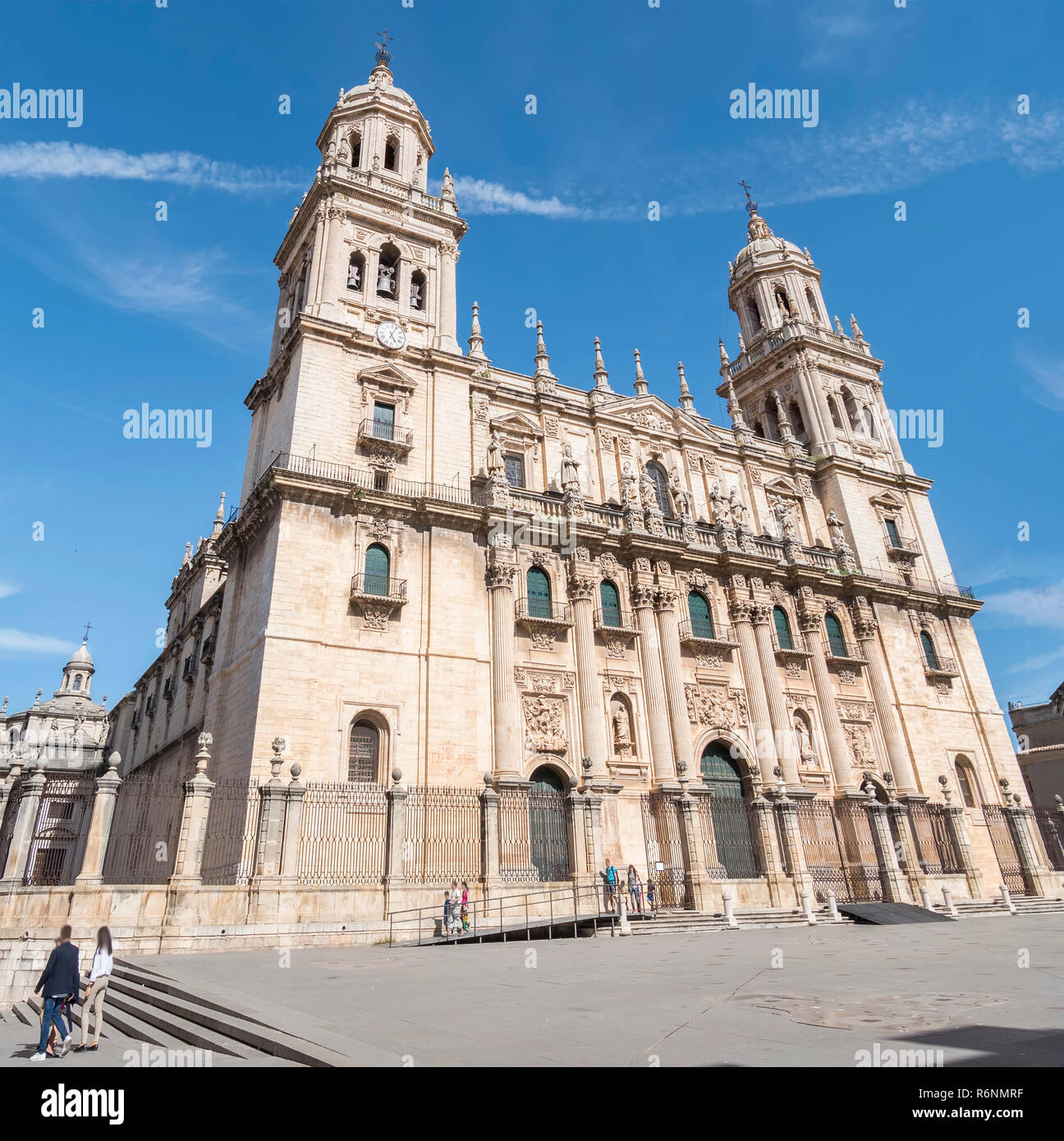 Jaen Assumption cathedral lateral view main facade, Spain Stock Photo