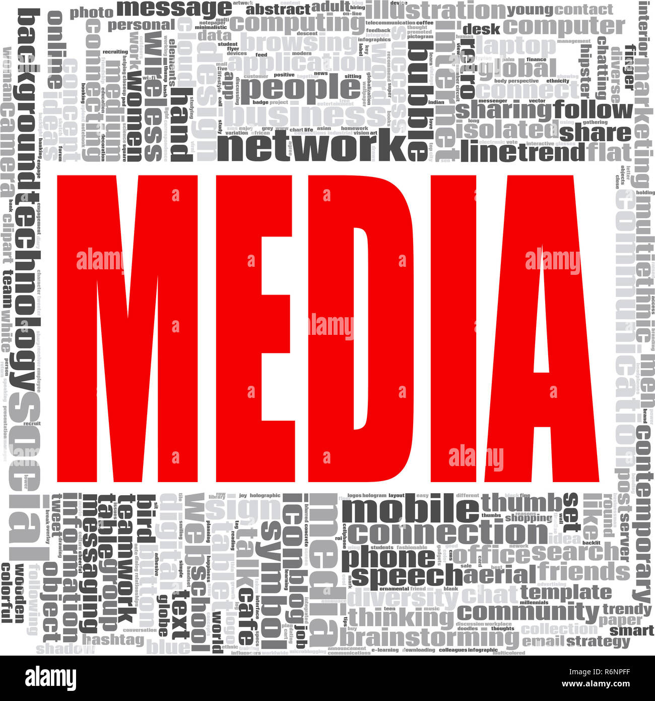 Media word cloud Stock Photo - Alamy
