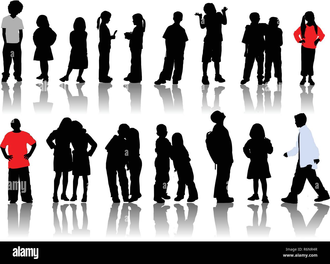 Children  silhouettes. Stock Vector