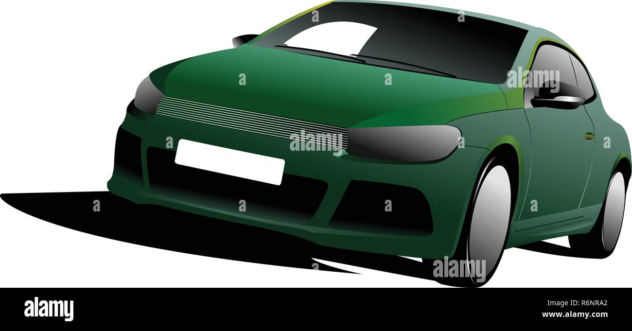 Green Car sedan on the road. Vector illustration Stock Vector Image ...