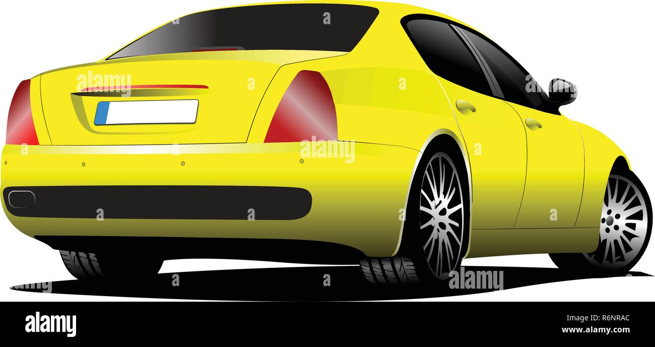 Yellow Car sedan on the road. Vector illustration Stock Vector Image ...