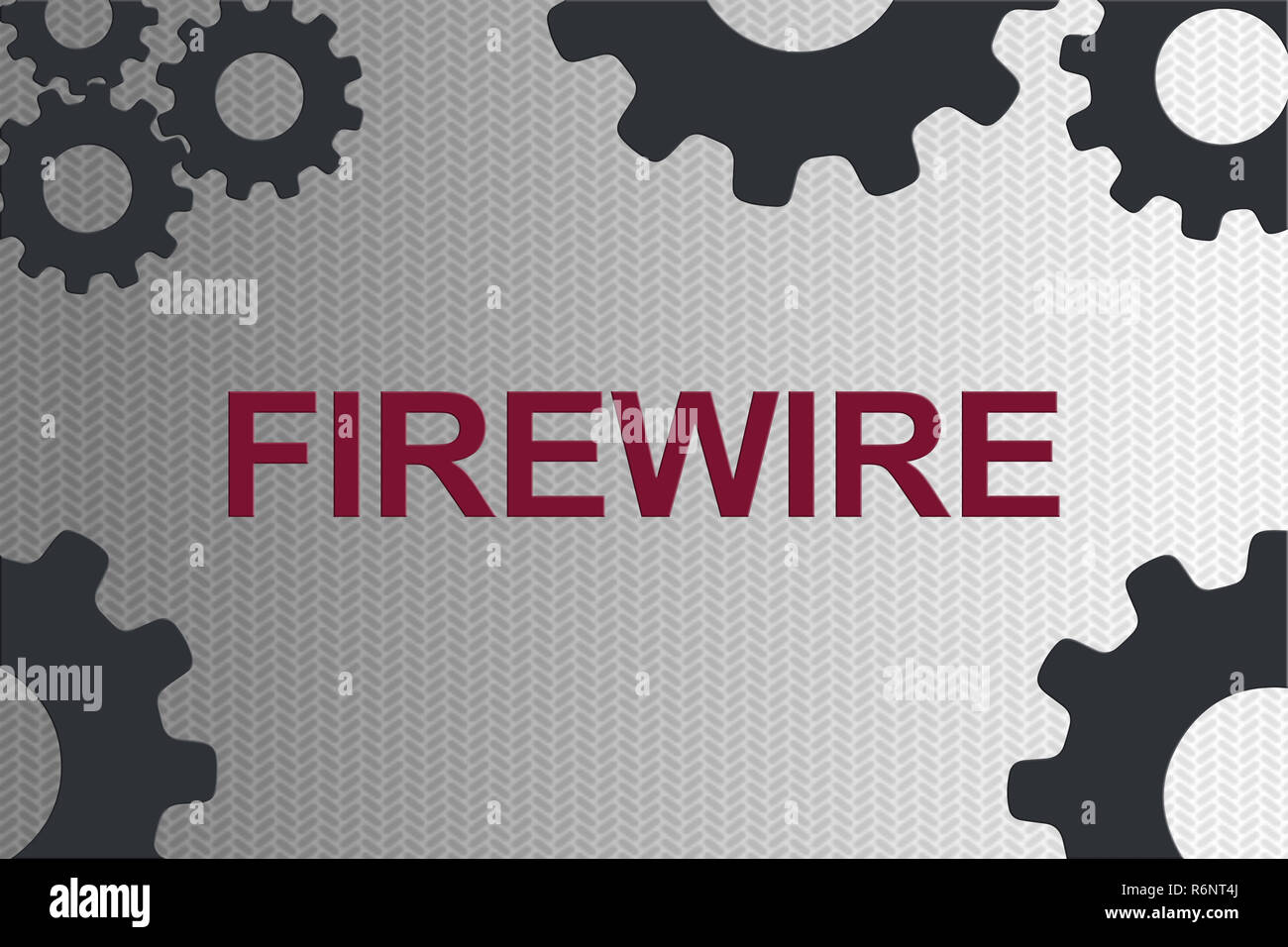 FIREWIRE sign concept illustration with gray gear wheel figures on gray