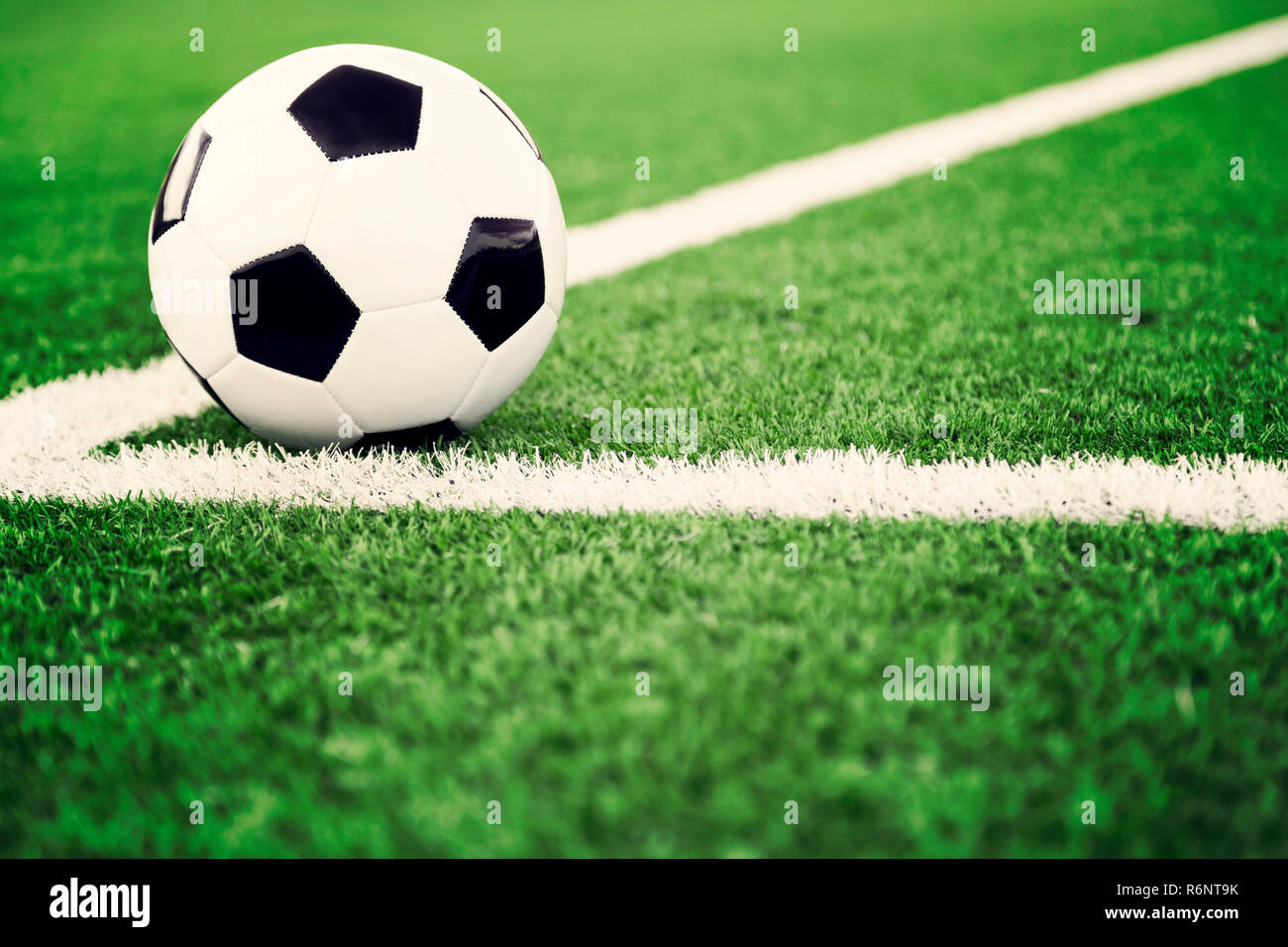 Soccer ball on grass field Stock Photo Alamy