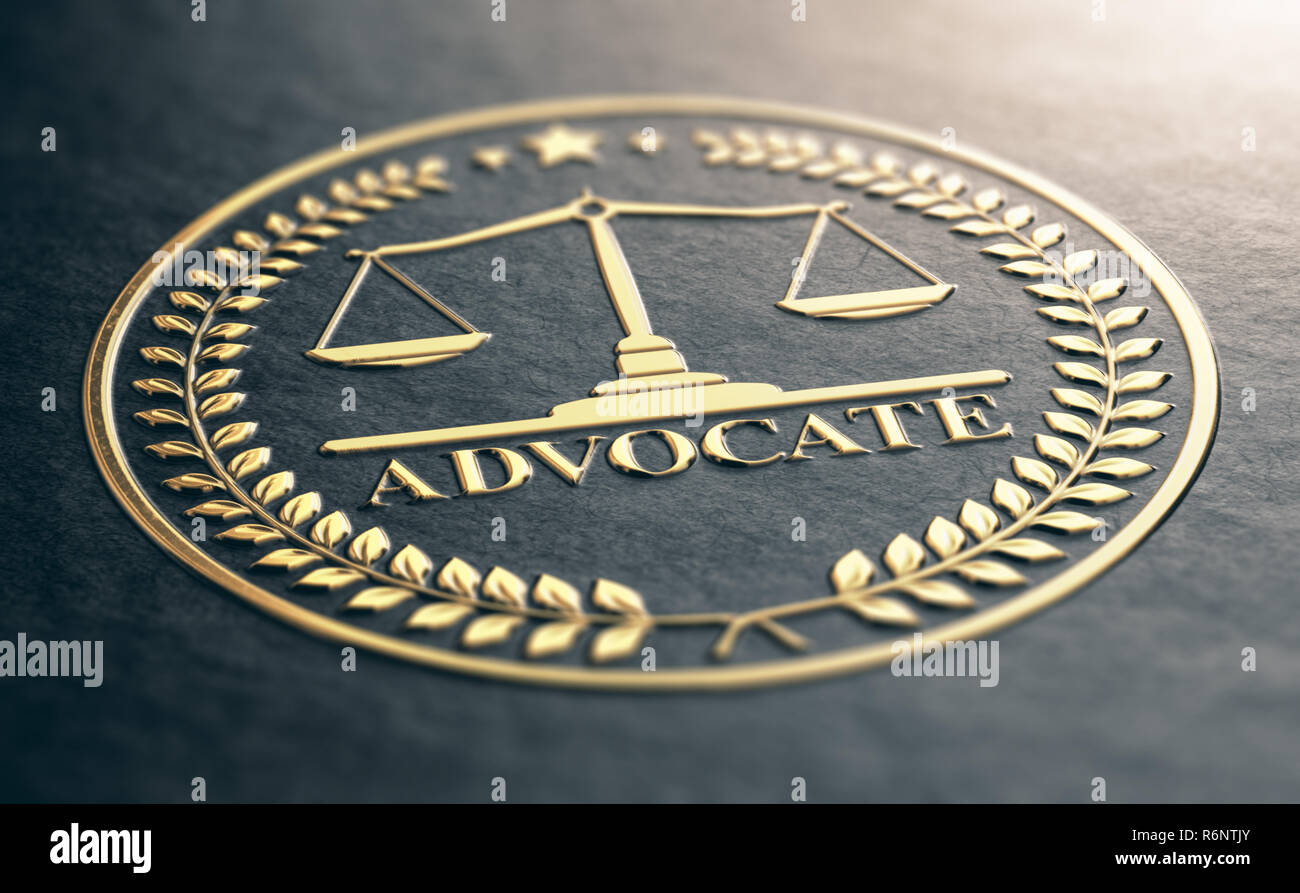 Golden Advocate Symbol Stock Photo