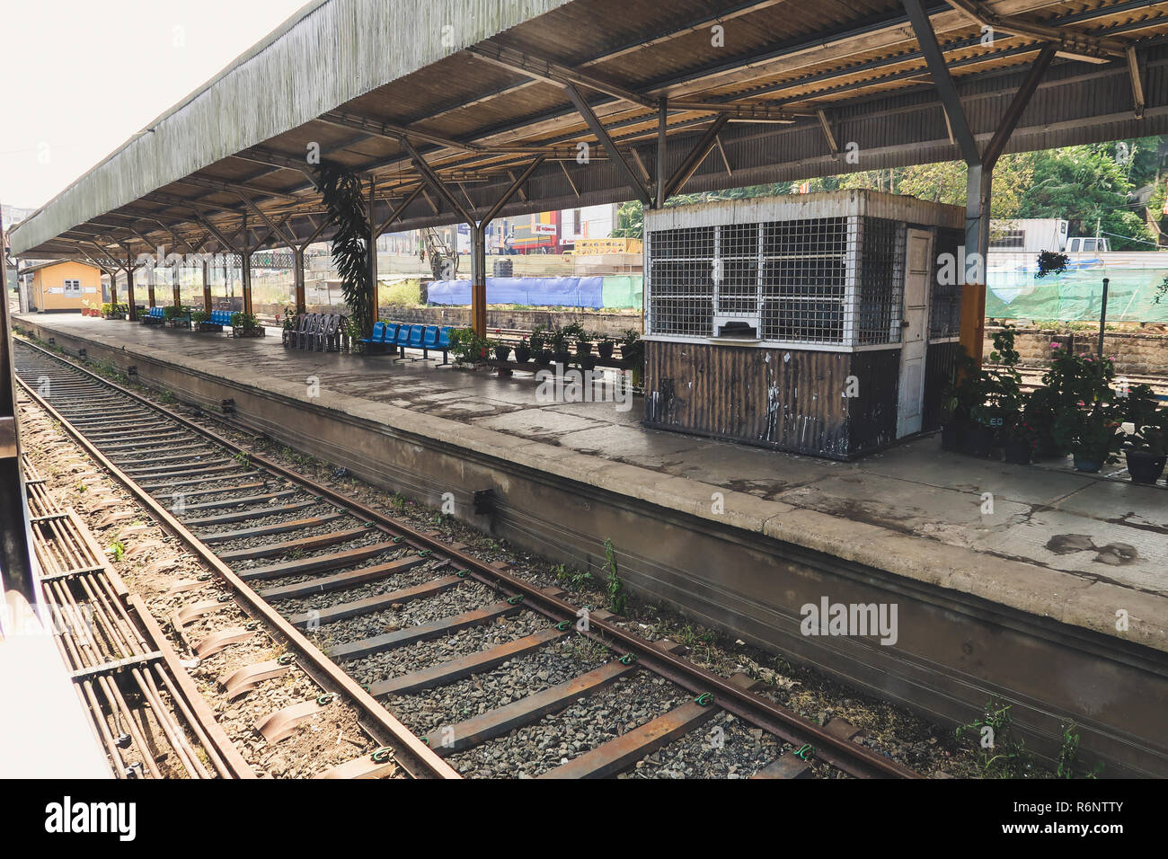 Train station during the most beautiful train ride. Railway from Stock