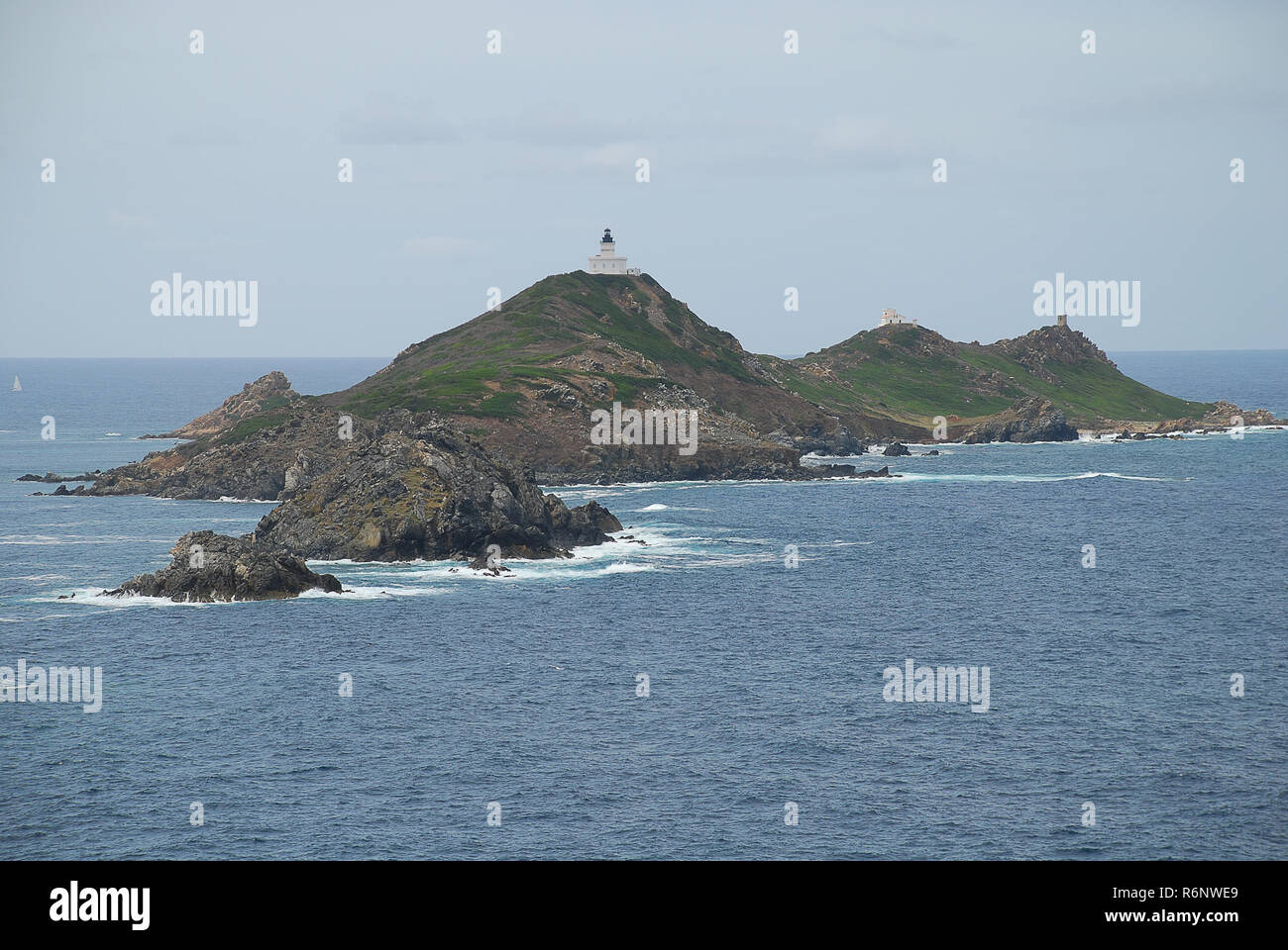 The Isles Sanguinaires (together forming the Archipelago of the Sanguinaires) Stock Photo