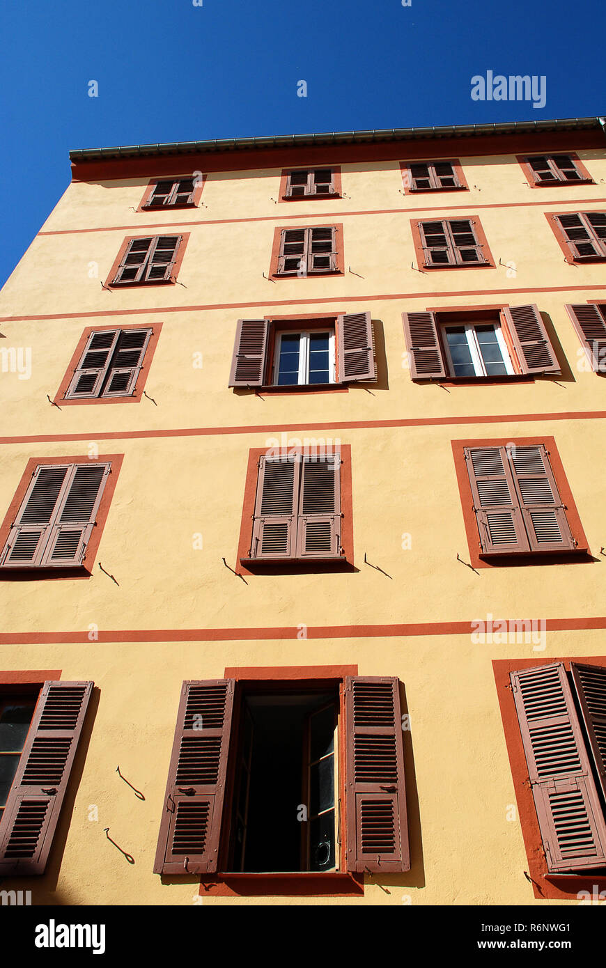 Typical Corsican house facade in Ajaccio town (Corsica island, France