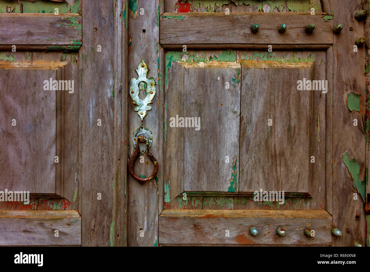 old weathered wooden door Stock Photo