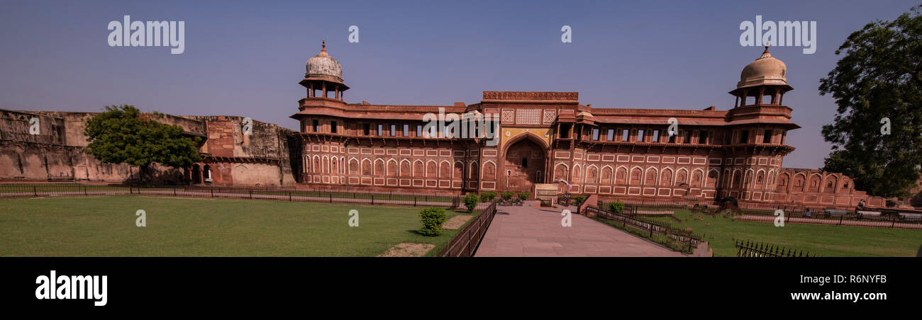 Indian Architecture,Mughal Royal Palace,by,The Mughal Emperor,Akbar, the Great,Akbari Mahal,Jahangir Mahal,Agra,U.P.India. Stock Photo