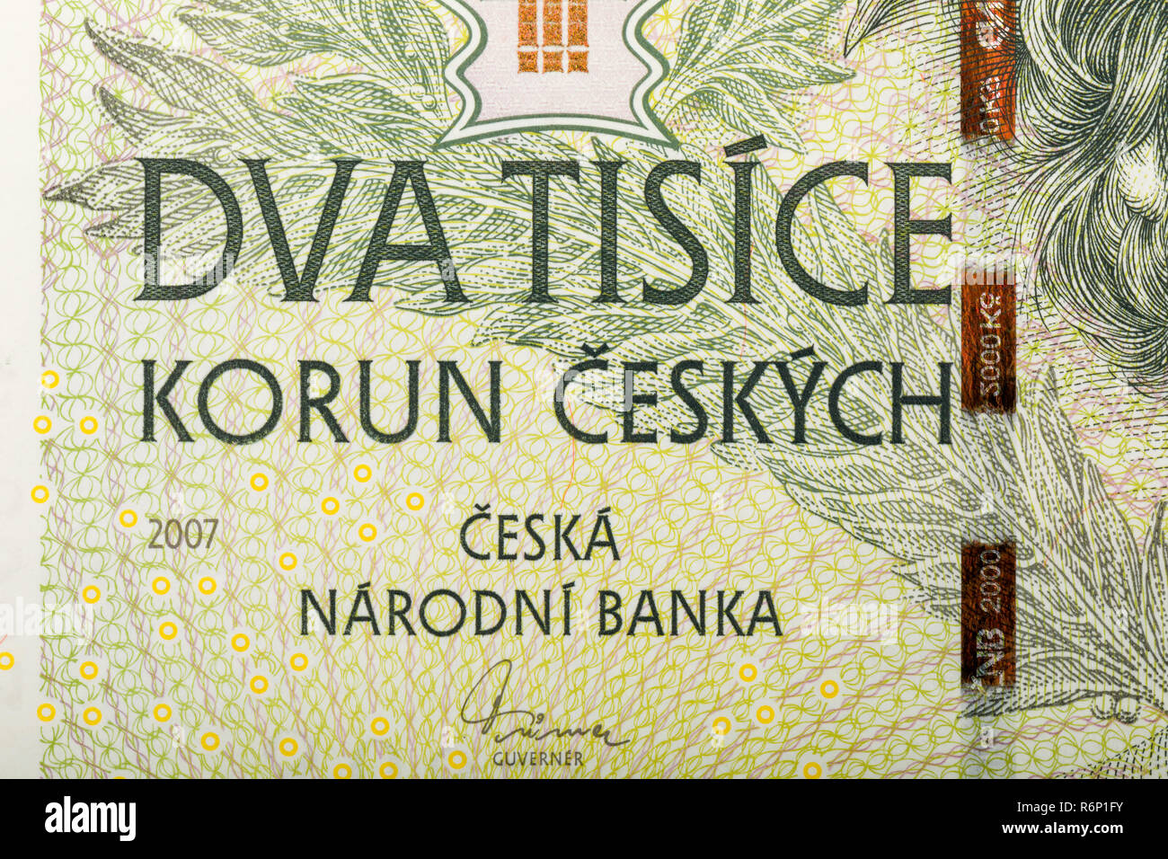 detail of czech banknote Stock Photo
