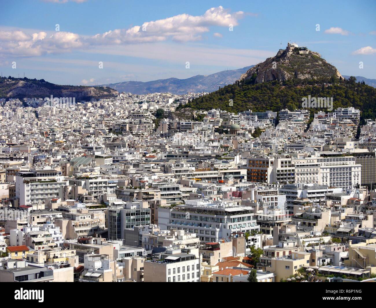 Panoramic View of Athens from the Top of Acropolis, Greece Stock Photo