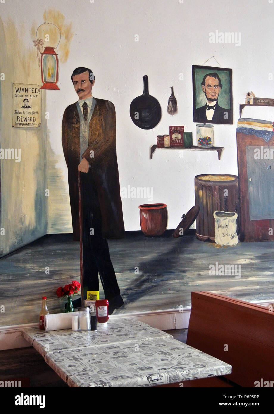 painting of john wilkes booth in bakery granbury texas Stock Photo Alamy