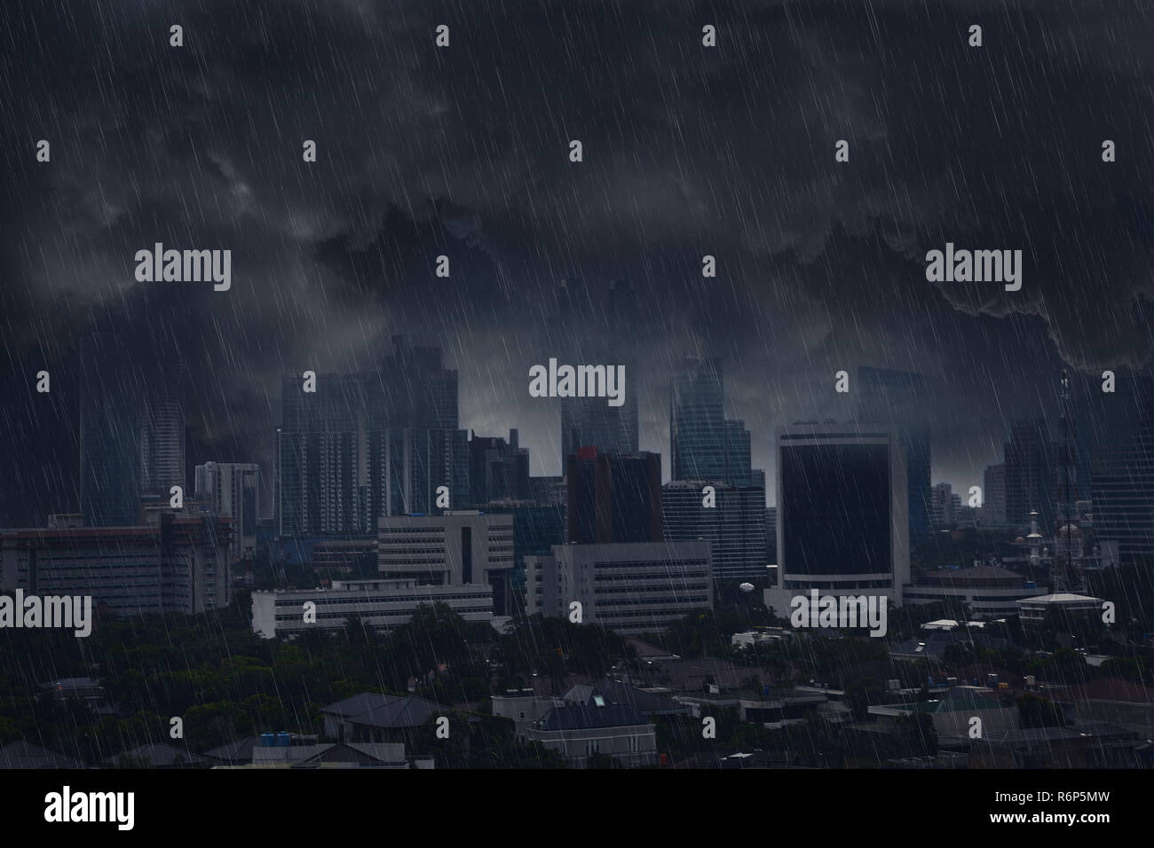 Dark rain cloud with lightning storm Stock Photo - Alamy