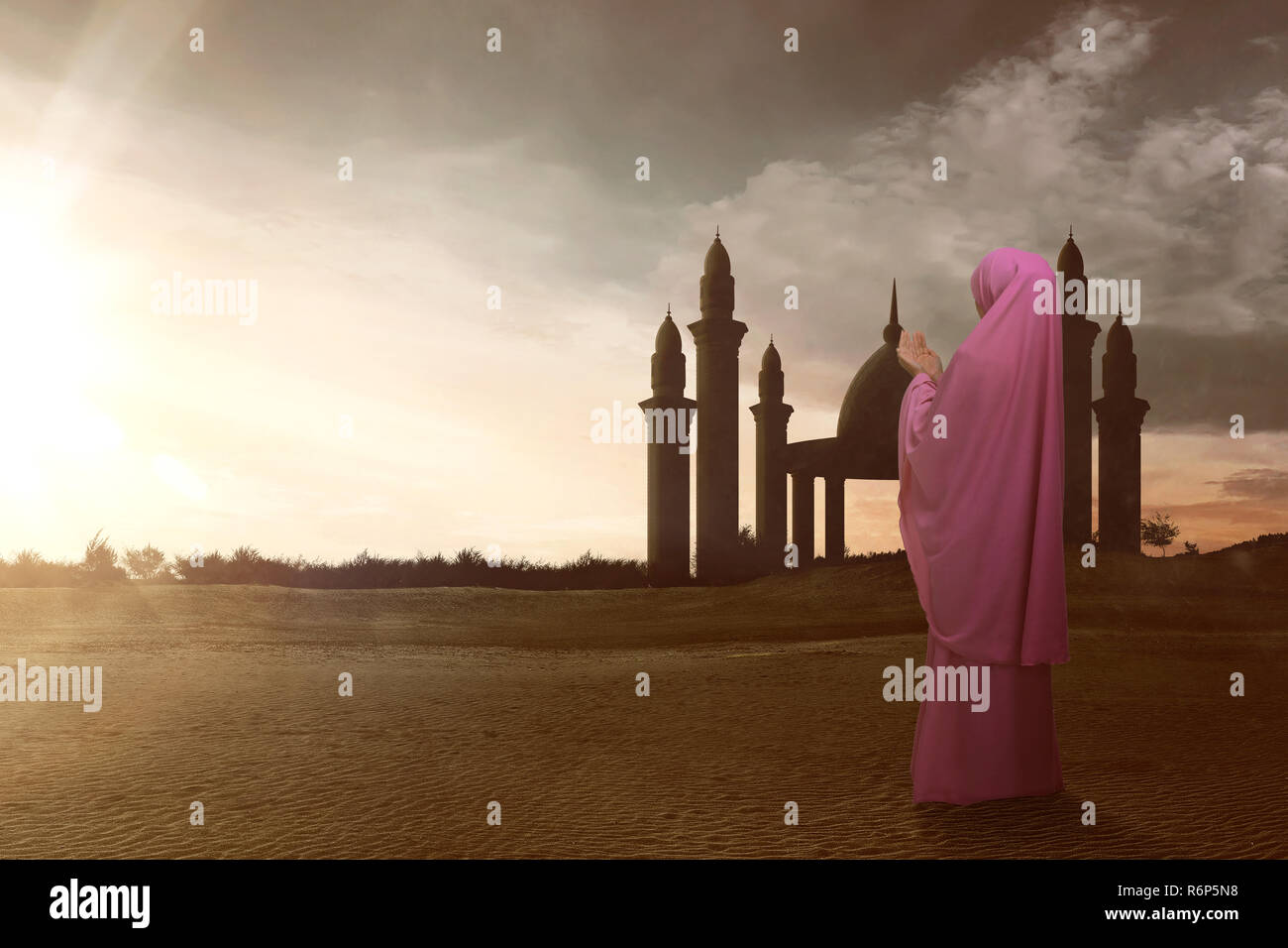 Woman veil muslim rear view hi-res stock photography and images - Alamy