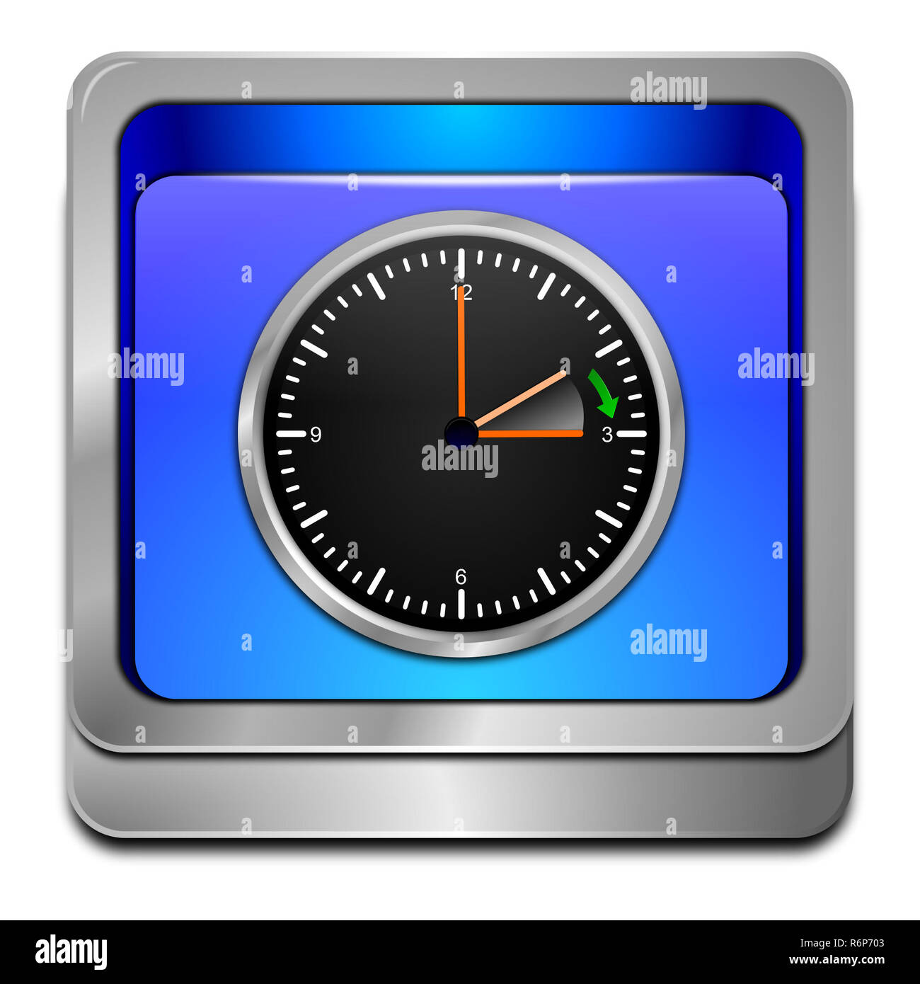 blue Daylight saving time button - 3D illustration Stock Photo