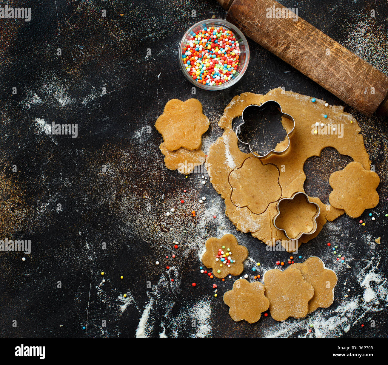 Cooking cookies with cookie cutters Stock Photo Alamy