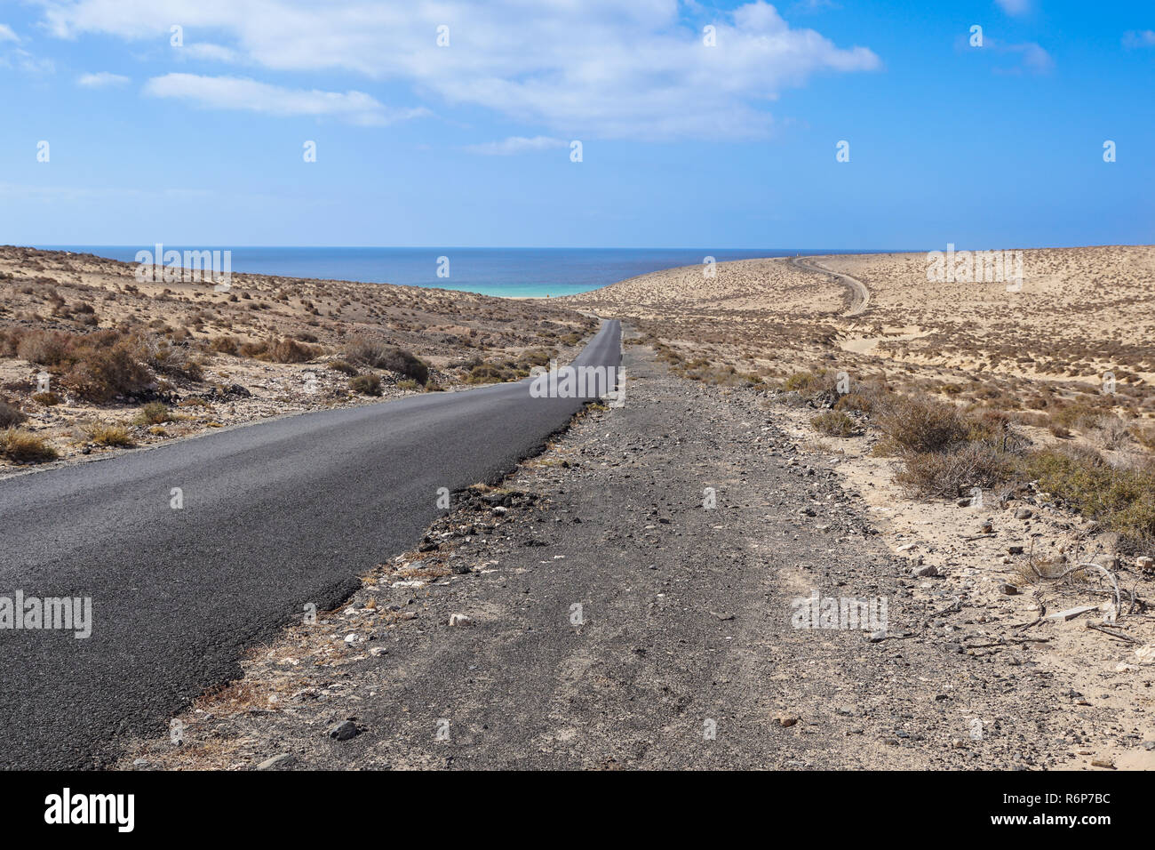 lonely road in the desert,fuerteventura canary islands Stock Photo - Alamy