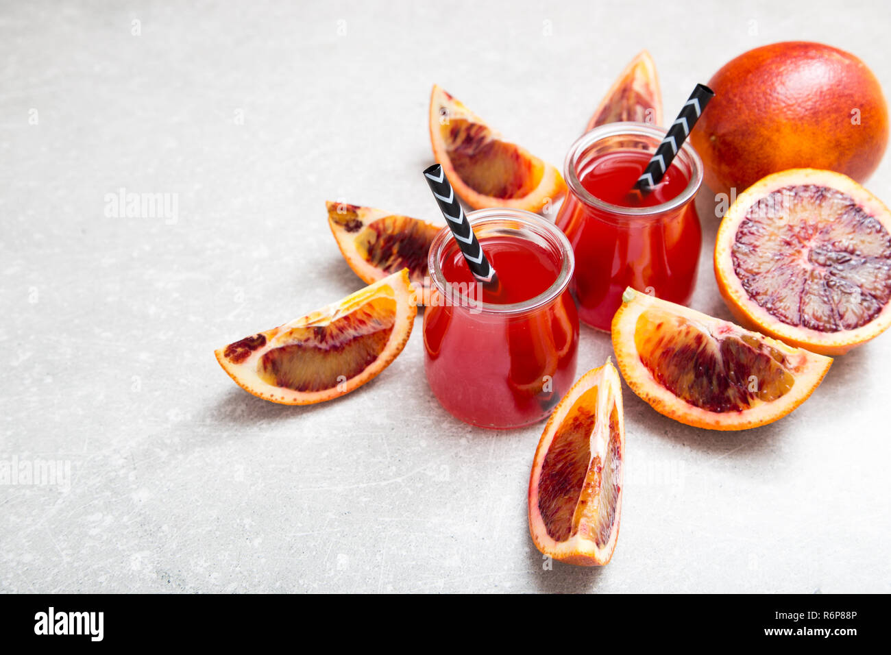 blood orange juice. red orange juice with orange slice Stock Photo Alamy