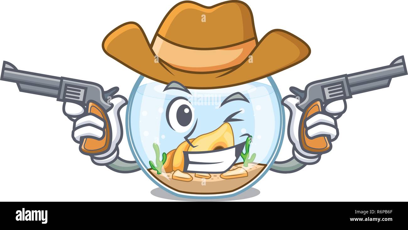 Cowboy cartoon goldfish a in on fishbowl Stock Vector Image & Art Alamy
