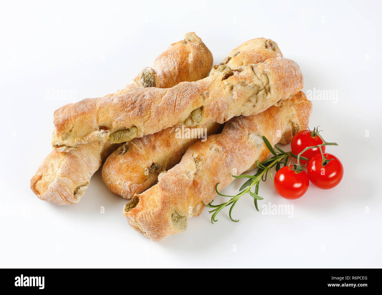 Italian bread with green olives Stock Photo Alamy