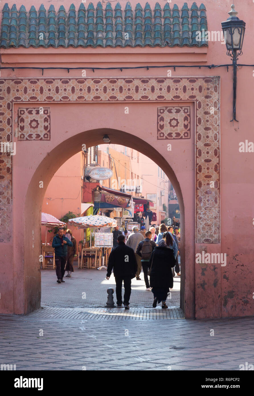 Marrakech medina street scene, Marrakesh, Morocco North Africa Stock Photo
