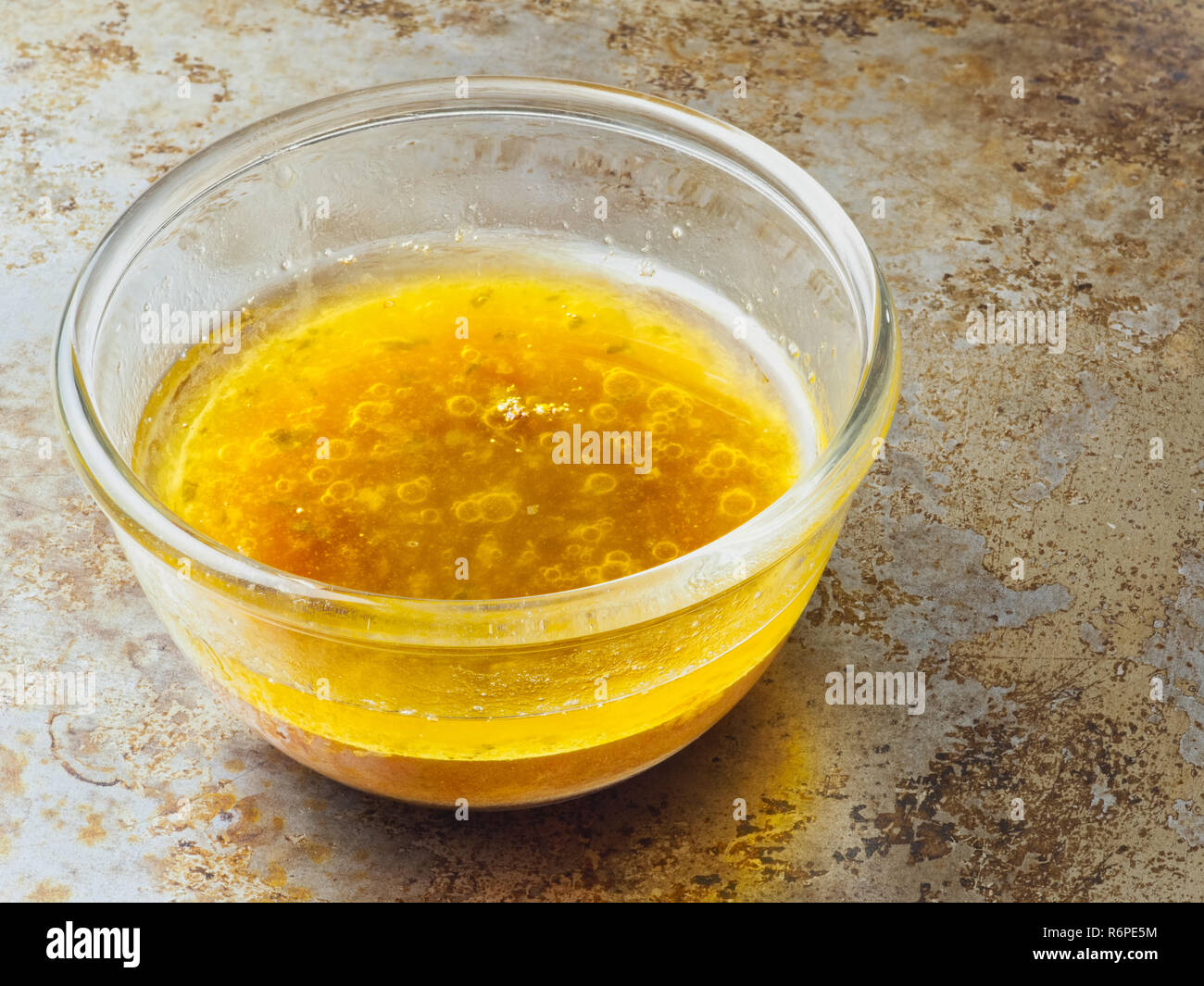 bowl of roast meat drippling Stock Photo