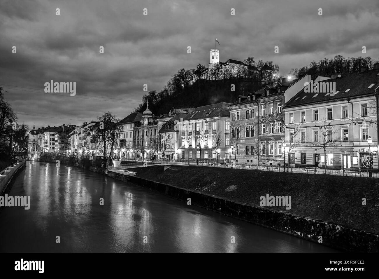 Old town ljubljana castle Black and White Stock Photos & Images - Alamy