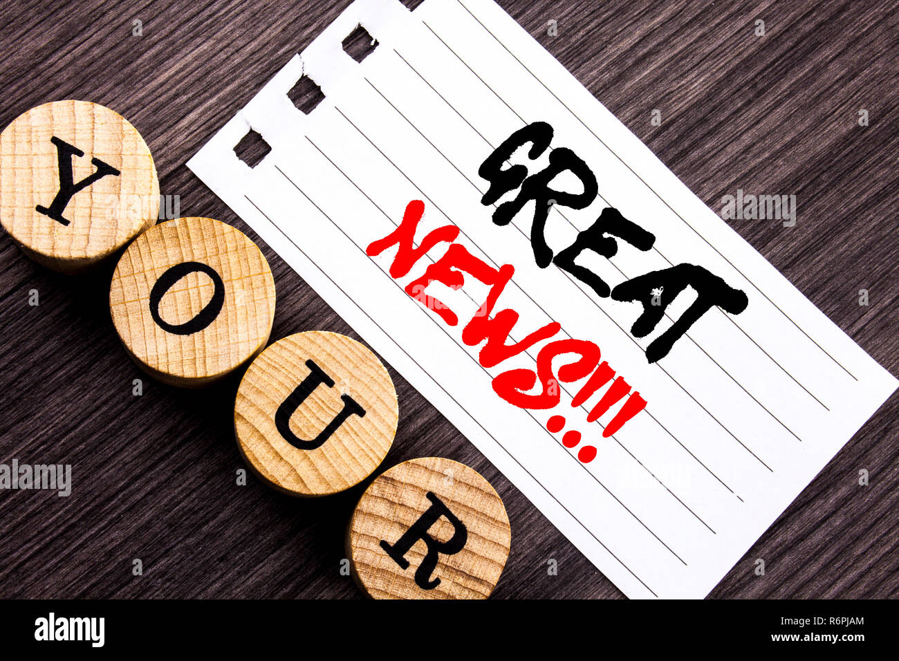 Writing text showing Great News. Business photo showcasing Success Newspaper Information