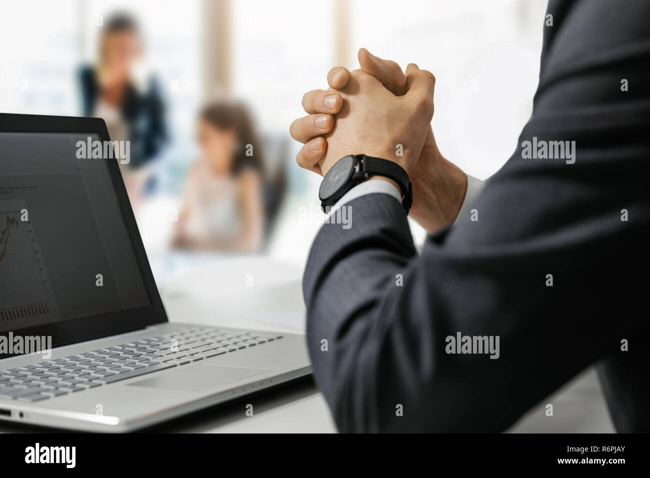 boss at work in office employee supervision and motivation Stock Photo