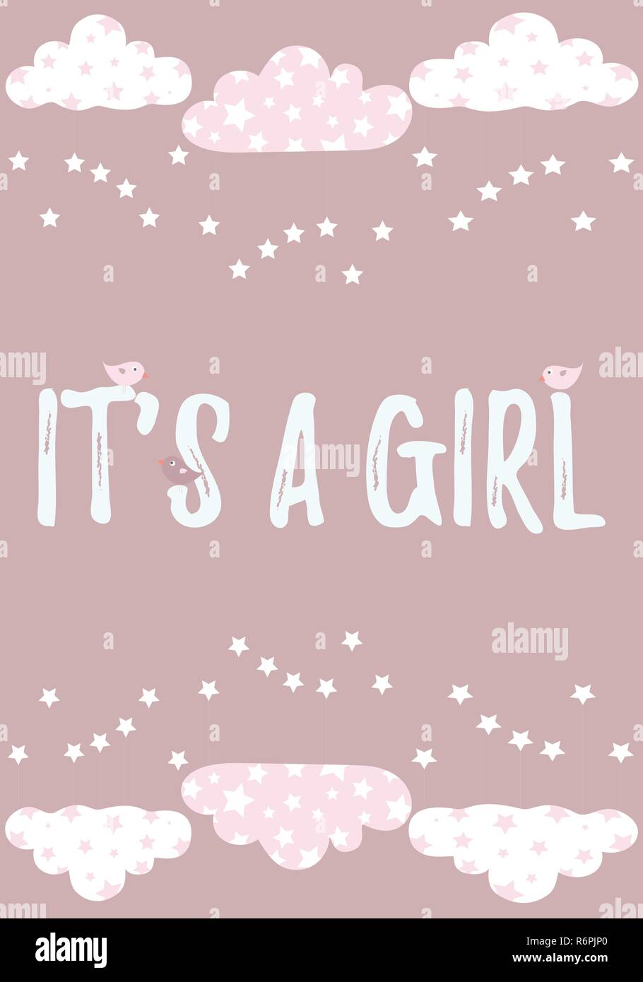 Its A Girl Wallpaper With Stamp Decoration Stock Photo, Picture and Royalty  Free Image. Image 19117742.