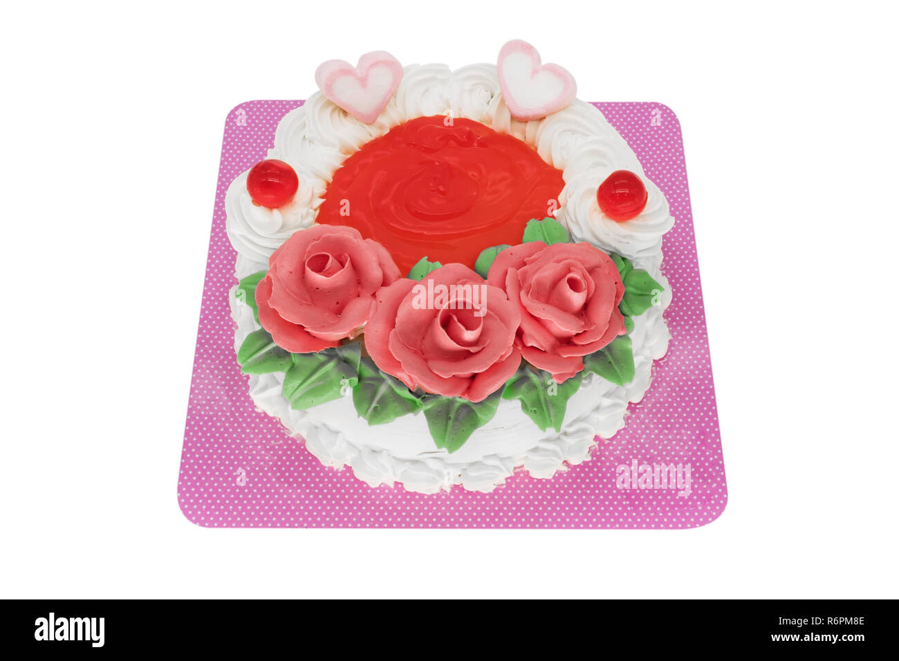 pie with hearts and roses Stock Photo Alamy