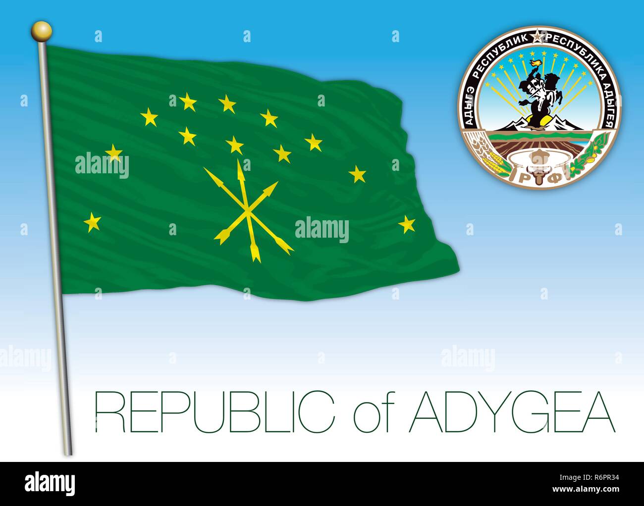 Adygea Republic flag, Russian Federation, vector illustration Stock Vector