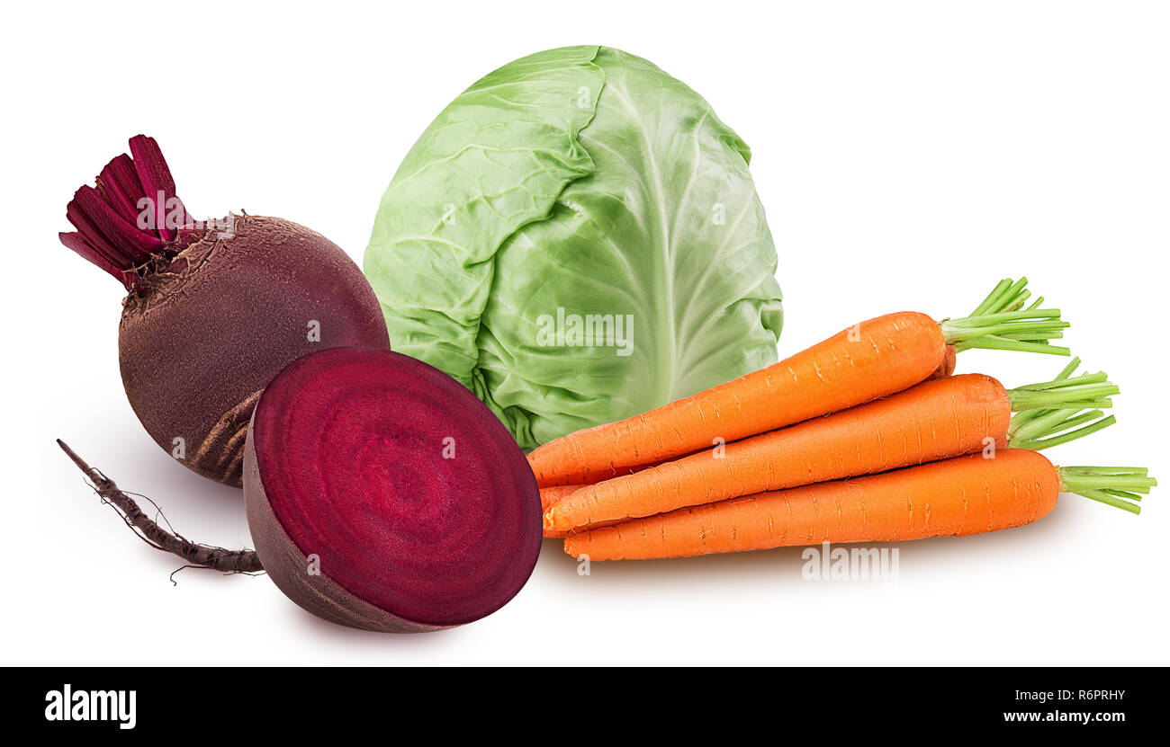 Beetroot Cabbage Carrots Isolated On White Background Clipping Path Beetroot Cabbage Carrots Isolated On White Background Clipping Path