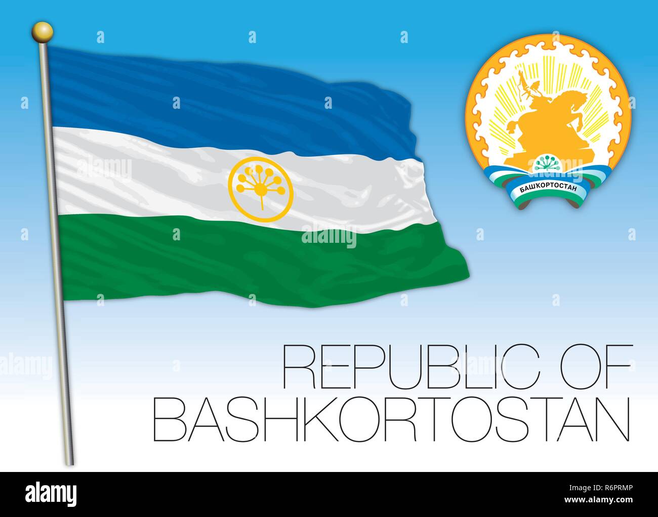 Bashkortostan Republic flag, Russian Federation, vector illustration Stock Vector