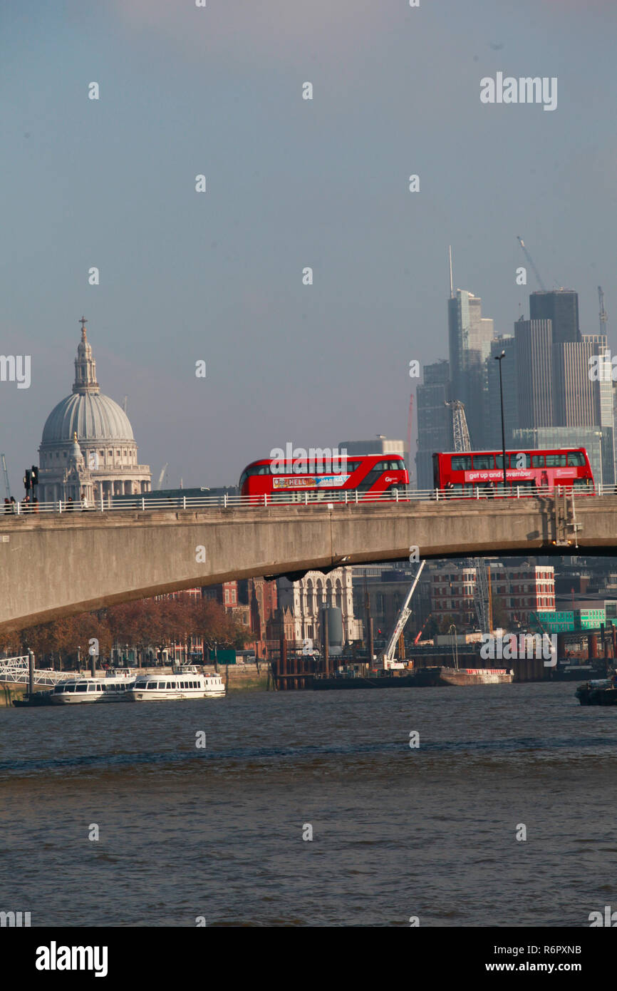 Extinction Rebellion demonstration drawing politicians and the public's attention to the serious issues of Climate Cnange .5 main bridges across River Stock Photo