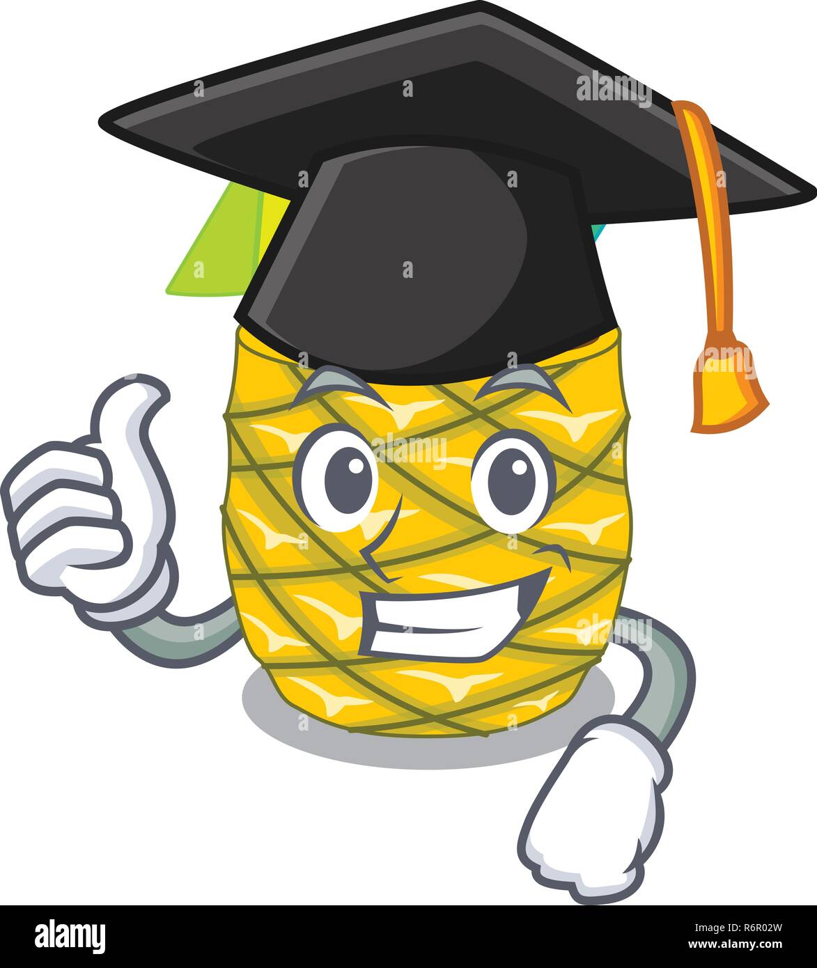 Graduation Pineapple juice in glassware on mascot Stock Vector