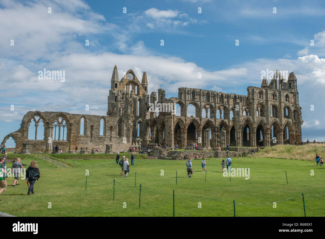The Ruins of Whitby. Whitby is a seaside town, port and civil parish in the Borough of Scarborough and English county of North Yorkshire, August 2017 Stock Photo