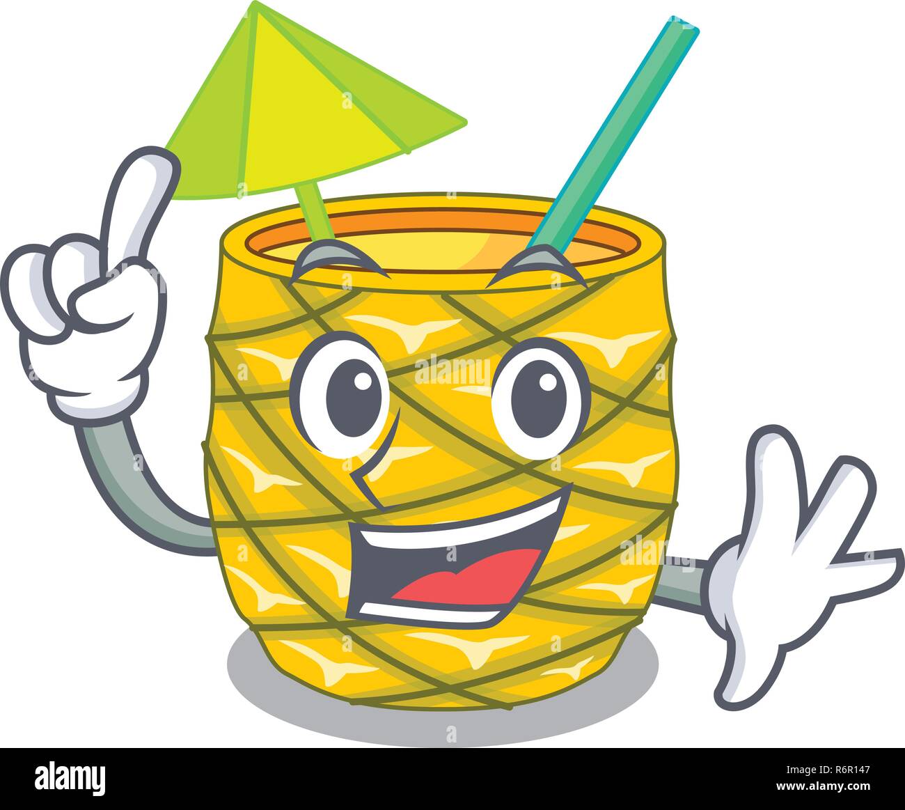 Finger bottles pineapple juice on cartoon table Stock Vector Image