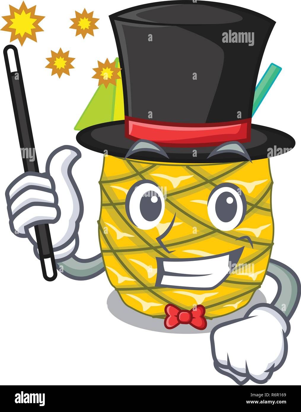 Magician bottles pineapple juice on cartoon table Stock Vector Image